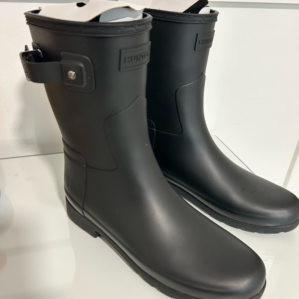 Hunter Matte Black Short Waterproof Boots